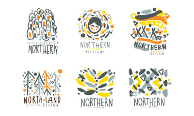 Northern Logo Original Design Template with Fancy Shapes Vector Set