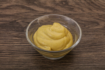 Dijon mustard sauce in the bowl