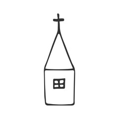 Hand-drawn  churche isolated on white background. Religion and Christianity. Christian symbols. Vector illustration
