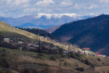 Amazing spring landscape with  trees and mountains, Armenia