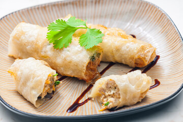 still life of spring rolls