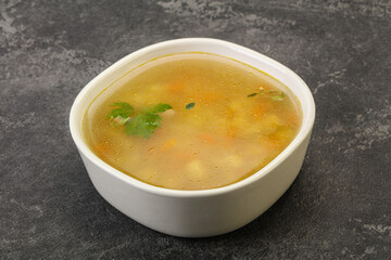Tasty chicken soup with carrot