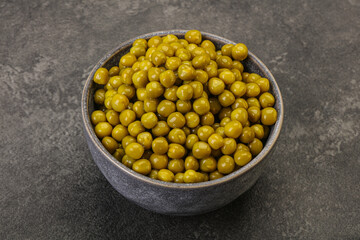 Marinated green pea in the bowl