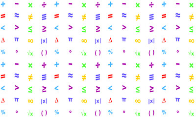 Fototapeta na wymiar Colorful Math Symbol Pattern Flat Design