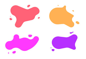 Abstract colorful blobs set.Set of isolated abstract aqua spot with gradient or dynamic color.Abstract liquid shape. Fluid design. Isolated gradient waves with geometric lines,Vector illustration.