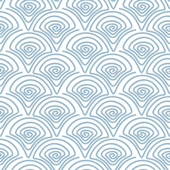 Fish, mermaid, dragon, scales. Asian wave image.