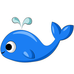 Obraz premium Cute cartoon Whale. Draw illustration in color