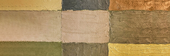 Background of a wall of colorful rectangles drawn with paint. Banner