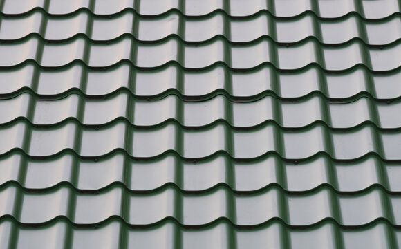 Surface Of Green Metal Roof Tiles