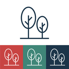 Linear vector icon with trees