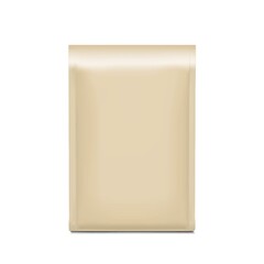 High realistic kraft bag mockup. Front view. Vector illustration isolated on white background. Ready for use in presentation, promo, advertising and more. EPS10.