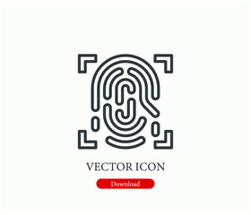 Fingerprint vector icon.  Editable stroke. Linear style sign for use on web design and mobile apps, logo. Symbol illustration. Pixel vector graphics - Vector