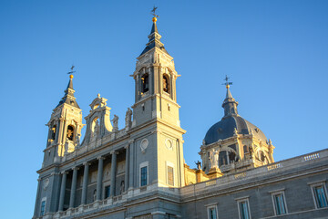Fototapeta na wymiar Madrid, Spain - October 25, 2020: View of Almudena Cathedral