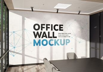 Wall Mockup in Bright Modern Office Interior
