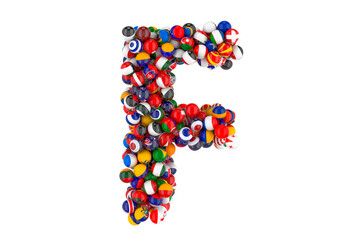 Letter F from flags of different countries, 3D rendering