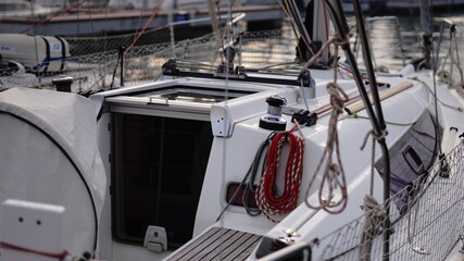sailboat deck in the harbor