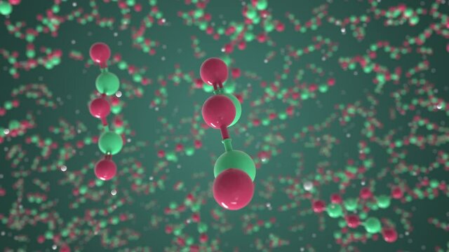 Molecule of Arsenic trioxide. Molecular model, looping seamless 3d animation