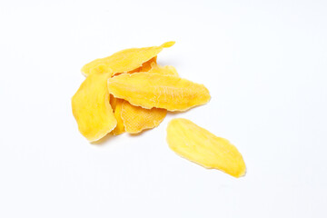 sugar-free mango slices on white background