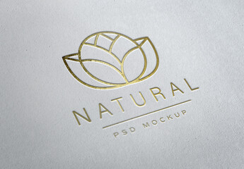 Gold Logo Mockup on Paper Texture with Debossed Effect