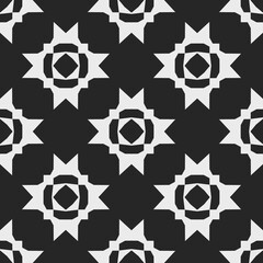 Monochrome seamless pattern with geometric ornament.