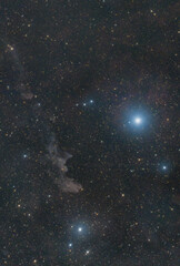 Fototapeta na wymiar witches head faint reflection nebula in the orion constellation near the bright blue super giant star Rigel taken with a modified dslr