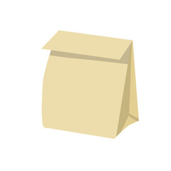 Grocery Paper bag. Brown food packaging in the store. Flat cartoon illustration