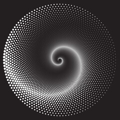 Dotted Halftone Vector Spiral Pattern or Texture with Ellipses