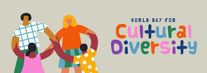 Cultural diversity friend group together banner