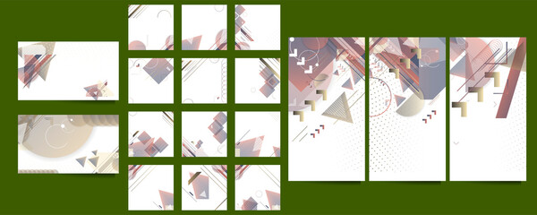 Poster colors design art painting contemporary new style templates set invitations to lines abstract background for book cover texture brochure. Vector eps10 stock