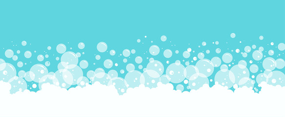 Soap bubbles and foam vector background, transparent suds pattern. Abstract illustration - obrazy, fototapety, plakaty