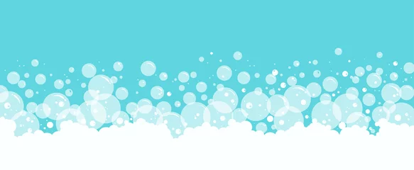 Foto op Plexiglas Soap bubbles and foam vector background, transparent suds pattern. Abstract illustration © Sylfida