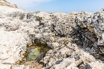 Rocky coast of the Tarkhankut peninsula - the westernmost part of Crimea