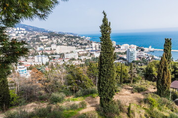  views of the central part of Yalta from the city funicular, Crimea