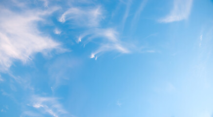 blue siky panorama with high hazy clouds and copy space