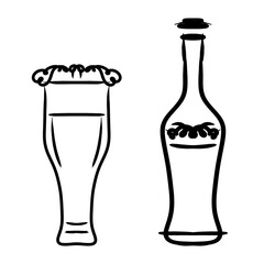 Black Beer icon. Hand drawing illustration, isolated, white background