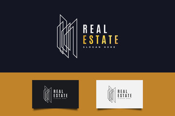 Abstract Real Estate Logo in Line Style. Construction, Architecture or Building Logo Design Template