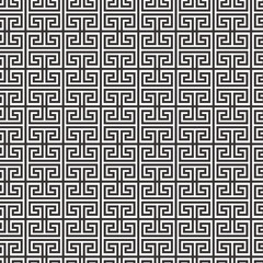 Greek key vector seamless pattern, geometric background, meander ornament, roman black and white line print. Ethnic repeat illustration