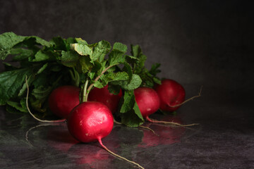 a bunch of fresh radishes on the table