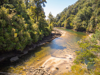 Veins of Life: Navigating the Shallow Rivers of the Rainforest. Abel Tasman national park New Zealand.