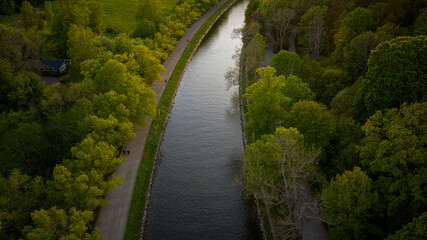 Sunset over canal in a park in Stockholm Sweden. High quality photo