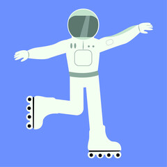 an astronaut on a roller skates 