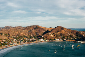 Colorfull panoramic view of bay san juan del sur, nicaragua