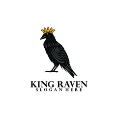king raven black vector logo design