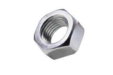 Metal nut with cut metric thread. Accessories for assembling various machine parts.