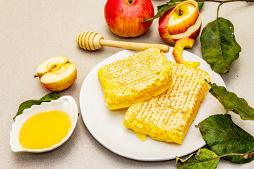 Jewish New Year holiday Rosh Hashanah concept with traditional symbols