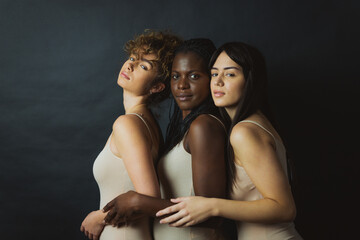 Beauty shot of multiracial group of women