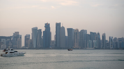 12 February 2021- Colorful Skyline of Capital of Qatar.