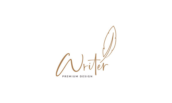 writer feather classic logo symbol icon vector graphic design illustration