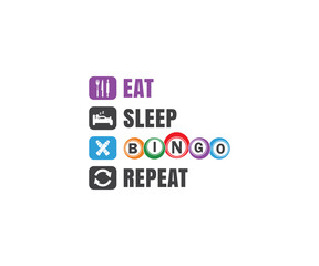 Eat sleep bingo repeat, Funny Bingo Quote, Bingo Cutting File, Bingo shirt design vector, Bingo typography, gift for bingo player, Bingo lover svg