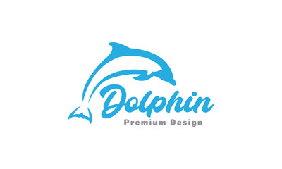 animal fish blue dolphin jump logo symbol icon vector graphic design illustration © devastudios